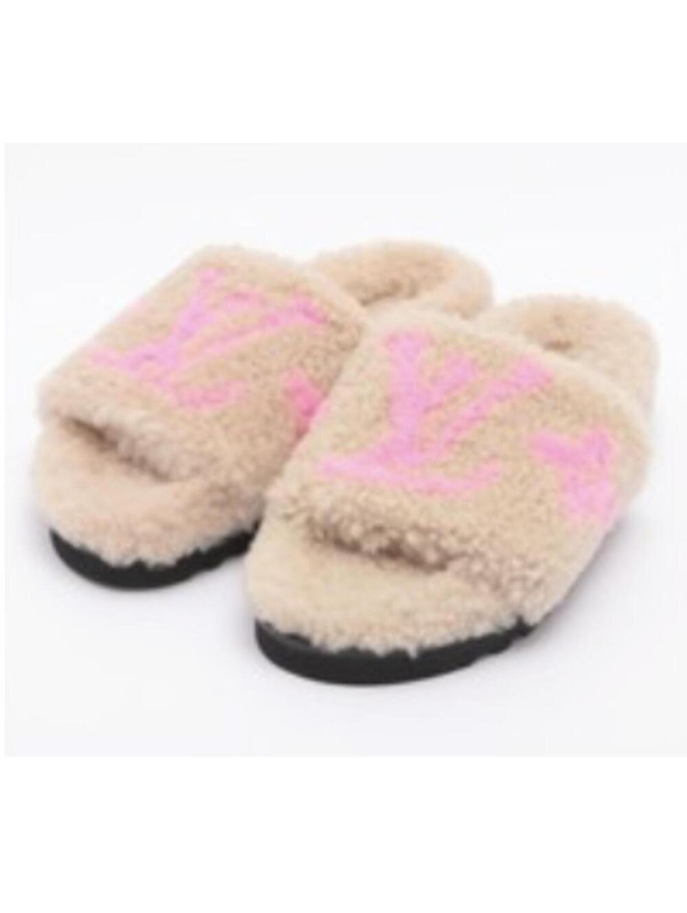 Louis Vuitton 21 Years Shearling Mule 36 Ladies Beige & Pink Paseo Line